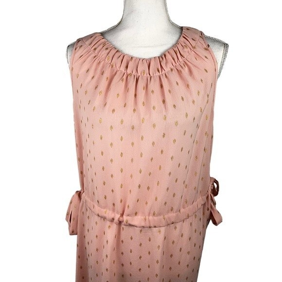 NWT Juicy Couture Blush Pink Gold Sleeveless Dress XXL Lightweight Cinched Waist - Picture 7 of 12